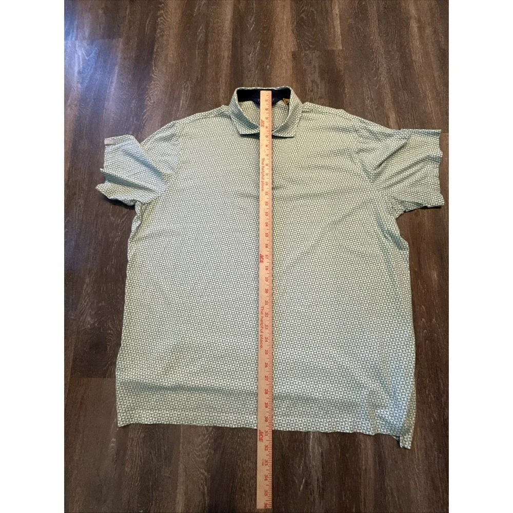 Polo Golf Ralph Lauren Men's XXL Short Sleeve Green/ White Argyle Diamond Print